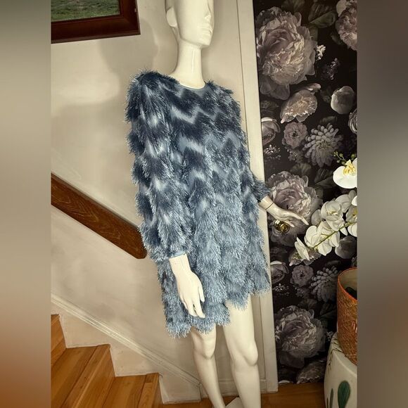 Anthropologie Hutch Blue Chevron Mini Dress/ size S - Picture 6 of 9